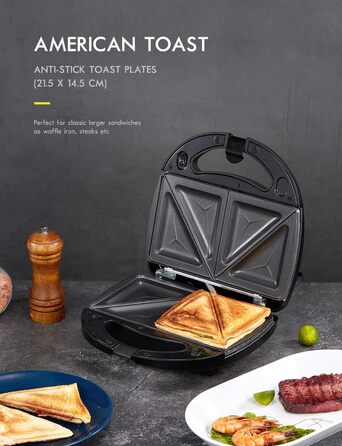 Sandwichmaker Yabano 3-в-1: сендвічниця, вафельниця, контактний гриль, антипригарне покриття, LED-дисплей, 800W