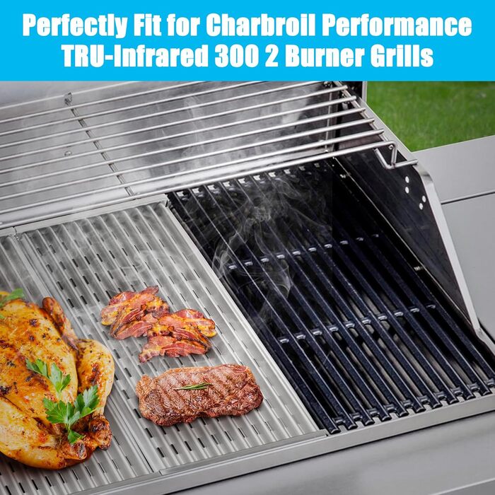 WEBROIL Grill-Emitter Plate for CharBroil Performance TRU-Infrared/Amplifire 2 Burner 463633316 463655621, Grill Grate Replacement for Charbroil G327-1100-W1, 2 Pieces, Stainless Steel