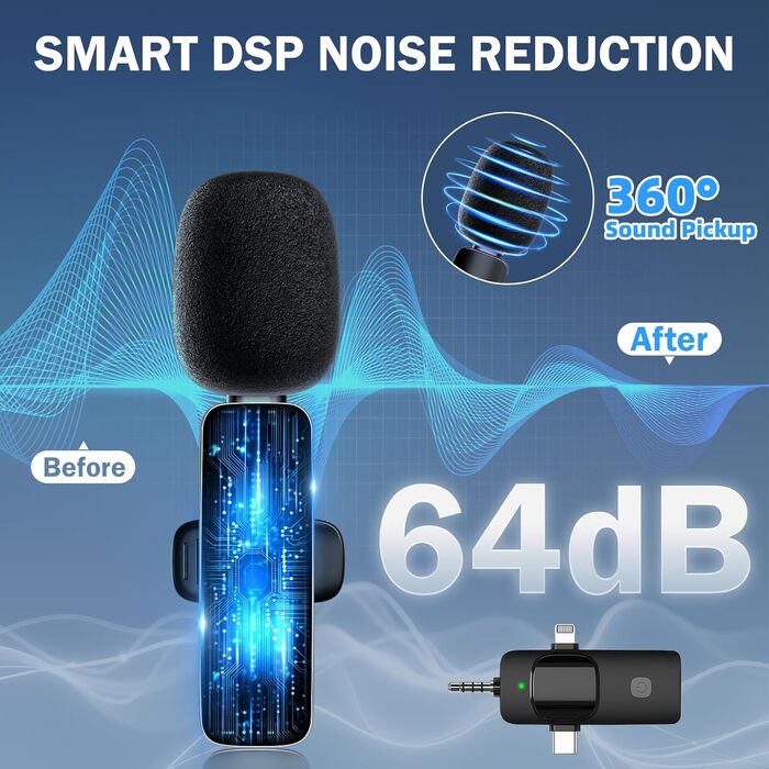 Беспроводной петличный микрофон для телефона/iPhone/iPad/камеры, мини-микрофон для стриминга, подавление шума, Plug & Play, идеален для видеосъемок, подкастов, YouTube, TikTok и интервью K15
