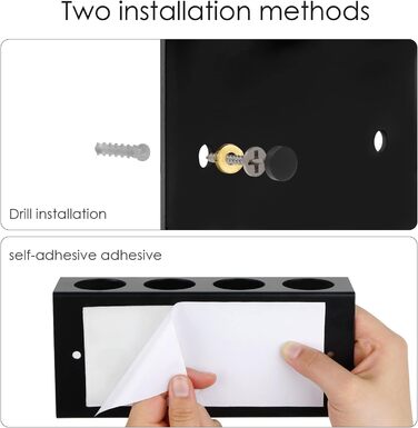 Настінний електричний тримач для зубних щіток на 4 слоти з підставкою для ополіскувача з діатоміту, сумісний з AquaSonic, Kingheroes, Oral-B (Чорний)