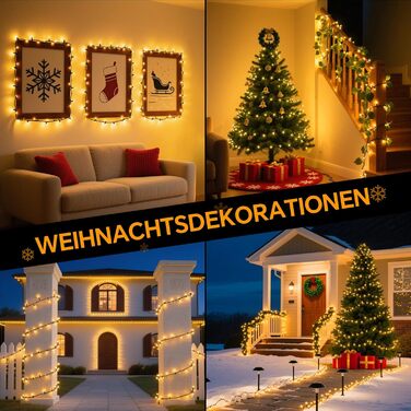 Льо́нточна гірлянда AIMENGTE 30м, 300 LED, тепле біле світло, 8 режимів, IP44, для прикраси саду, балкону, ялинки, вечірки