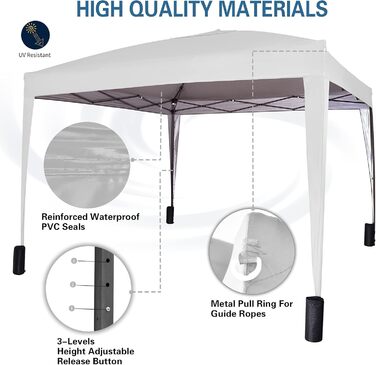 Pavilion with silver protective coating, waterproof, 3 x 3 m, White