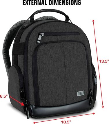 Рюкзак для камери USA Gear DSLR з водонепроникним дном та зручною спинкою, чорний