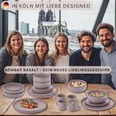 Набір мисок Sänger Bombay Basalt (4 шт.) з базальту, 700 мл: миски для мюслі, супів, салатів, для 4 осіб, стійкі до подряпин, мікрохвильової печі та посудомийної машини, фіолетовий колір