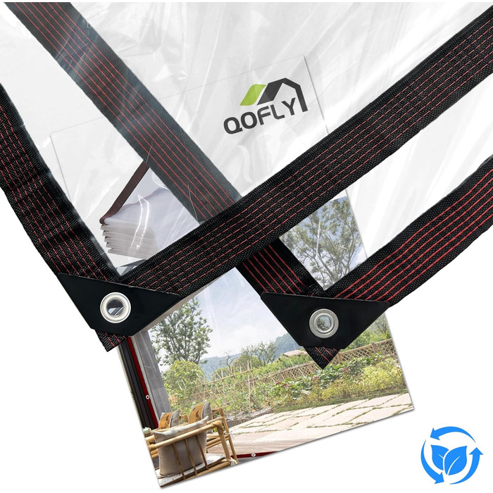 2x5m Waterproof Transparent Tarp with Grommets, Transparent Tarp for Outdoors, Tent Transparent Tarps Garden, Tent Tarp Cover, Weatherproof Tarp for Folding