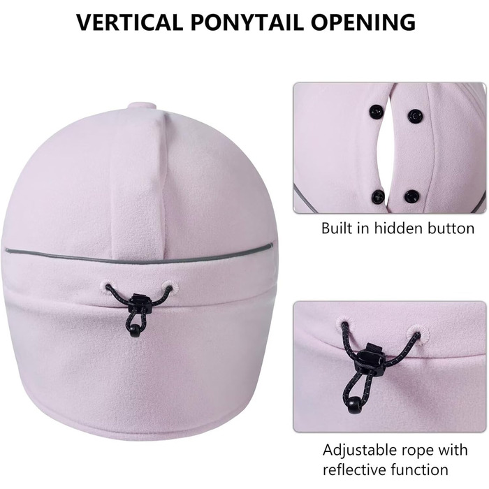 Муска для волосся GADIEMKENSD з флісу, відбиваюча зимова шапка з регульованим обличчям та навушниками (55-58, фіолетовий)