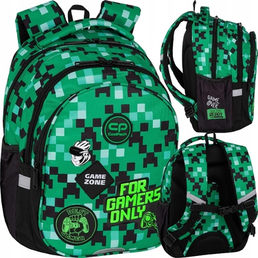 Багатовідсіковий шкільний рюкзак CoolPack, чорний з зеленим, 19 л