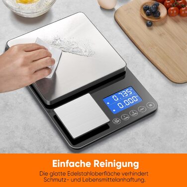 Цифрова кухонна вага 10 кг з LCD дисплеєм та функцією тарування, для випічки, приготування їжі та зважування ювелірних виробів, з точністю 1 г (срібна - K700H)