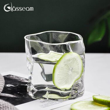 Набір склянок для віскі з нерівними гранями, 6 шт. Об'єм 250 мл. Стильні келихи для скотчу, бурбону, рому. Ідеальний подарунок для тата, чоловіка, друзів. Прозорі скляні келихи для бару.