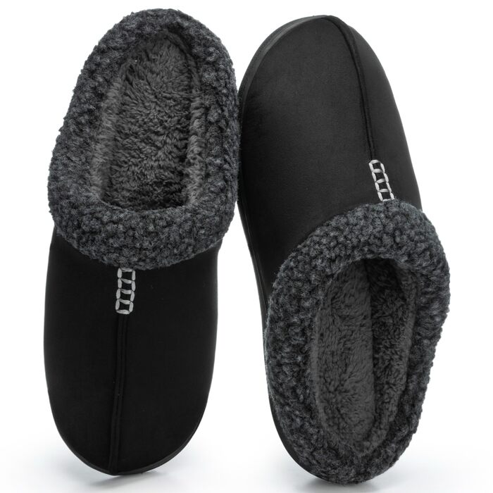 Чоловічі халати з замші з меморі-піною, для дому та вулиці, теплі зимові халати з неслизькою підошвою, подарунок для чоловіків, тата, чорний 47/48 EU