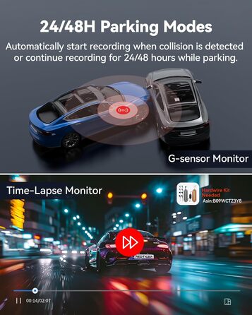 Відеореєстратор REDTIGER F9: 4K/1080P, WiFi, GPS, 32GB карта, запис по колу, нічне бачення, паркувальний режим, керування через додаток, підтримка до 256GB
