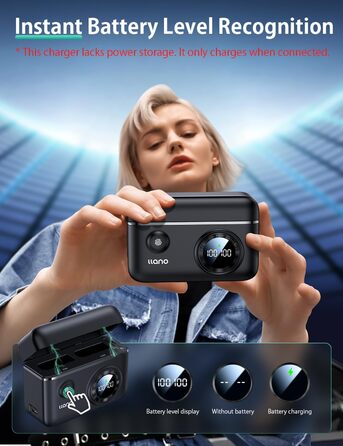 Зарядний пристрій EN-EL14 / EN-EL14a для Nikon (18W, 2 USB-C) з розумним дисплеєм, сумісний з Nikon D3200, D3500, D3100, D3300, D3400, D5600, D5100, D5200, D5300, D5500, DF, Coolpix P7000, P7100, P7700, P7800