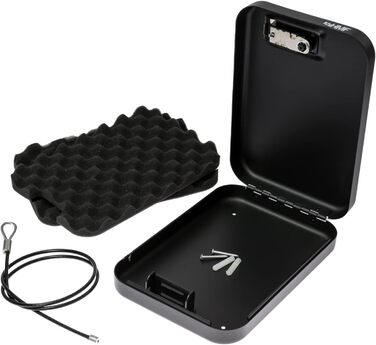 Сейф з кодовим замком HMF 316-02, переносна скринька для зберігання, чорний (24 x 16,5 x 4,5 см)