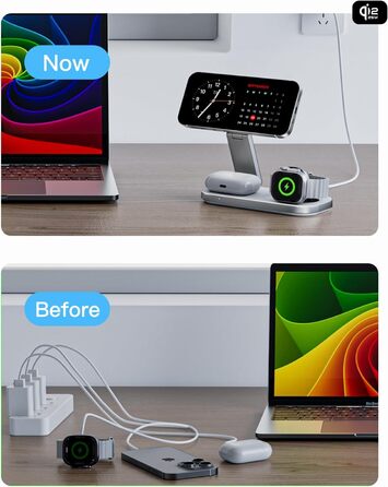 Бездротовий зарядний пристрій 3-в-1 MagSafe для iPhone, Apple Watch та AirPods Pro (Darkish)