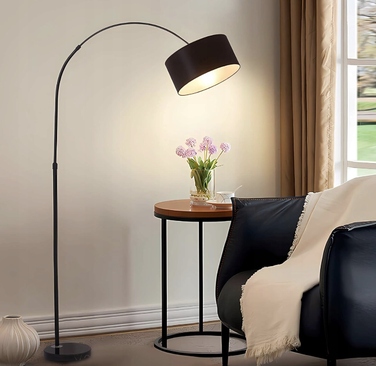 Стійка LED-лампа для читання з гнучкою ніжкою (гусяча шия), E27, 175 см, чорна