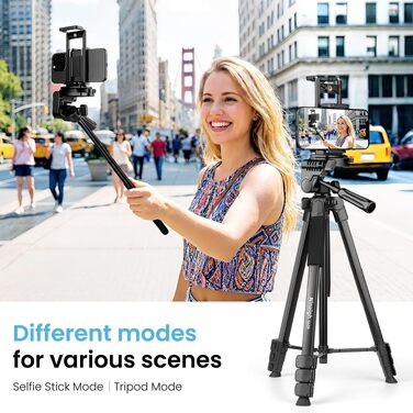 Тринога-штатив Nineigh для смартфона та DSLR камери, алюмінієвий легкий штатив з дистанційним пультом та 3D-головою, висота 211 см, чорний