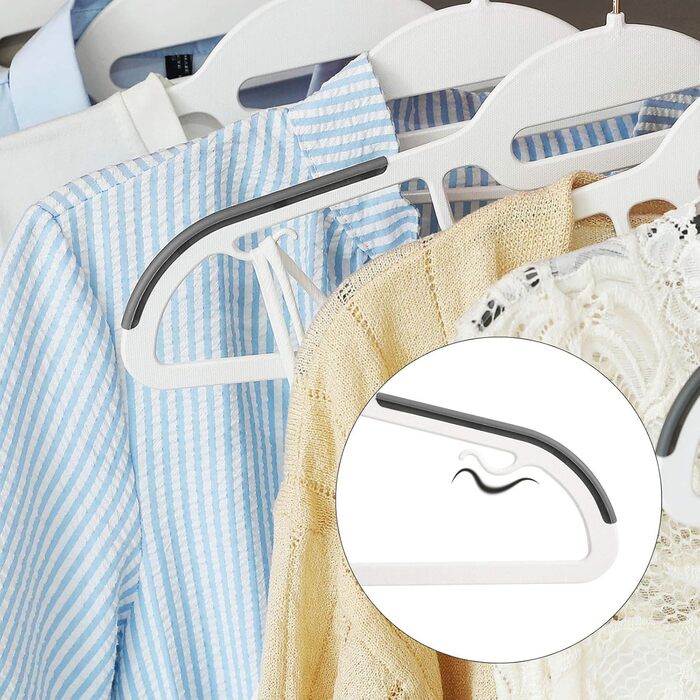 Набір вішалок SONGMICS 30 шт., для костюмів, з пластику, преміум-якість, антиковзаюче покриття, економія місця, 0,5 см товщина, гачок рожевого золота, поворот на 360°, ширина 41,5 см, світло-сірий + темно-сірий