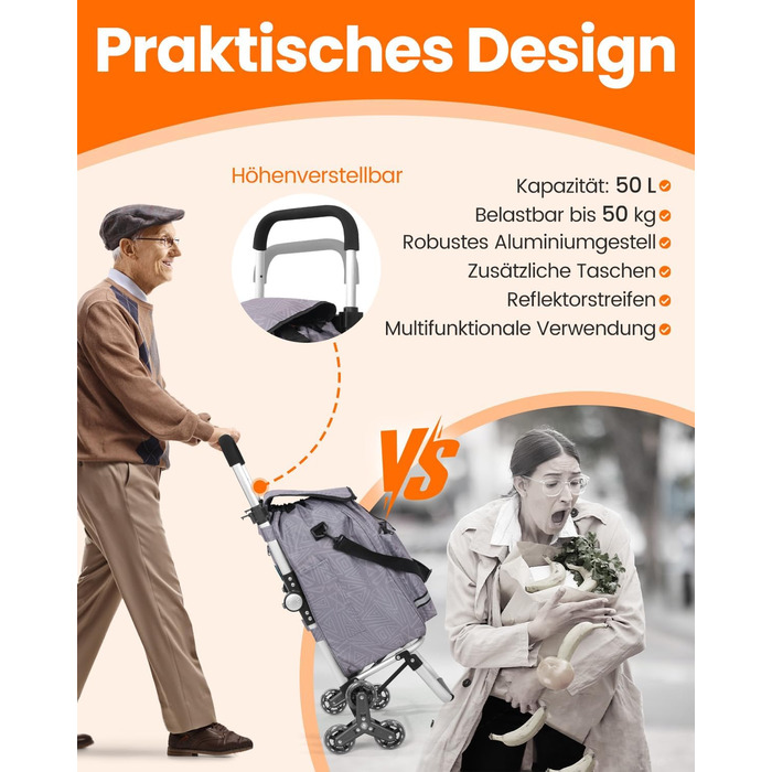 Складаний візок для покупок Homecall 50L з охолодженням та трепін-коліщатками