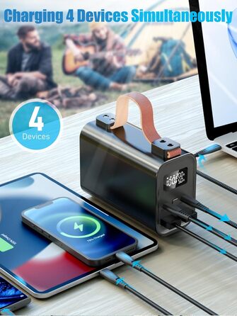 Портативний акумулятор для ноутбука 140W, 50000mAh, з LED дисплеєм, PD3.1, QC4.0, 4 виходи, 2 входи (Чорний)