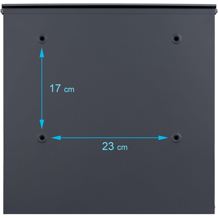 Поштова скринька Verda з газетницею, антрацит RAL 7016, срібло, 37x37x11 см, 2 ключі, комплект для монтажу. Дизайнерська настінна поштова скринька