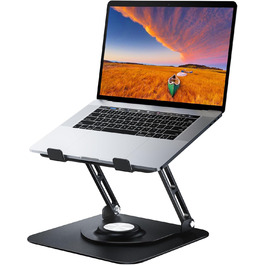 Adjustable Laptop Stand - 360° Rotating Base, Foldable & Portable for 10-17 Inch Laptops - Black