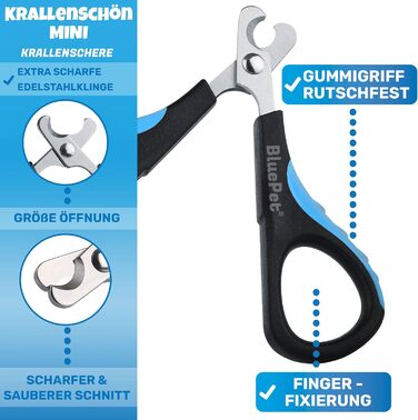 Ножиці для стрижки кігтів BluePet Mini для котів, собак, кроликів та цуценят. Безпечні та зручні для стрижки кігтів котів. Маленький інструмент для догляду за кігтями тварин XS, синього кольору