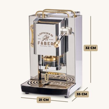 FABER COFFEE MACHINES | Pro Total Inox Deluxe Model | Coffee Machine for 44 mm E-Pads | Adjustable Brass Pad Press | Standard Brass Solenoid Valve | Stainless Steel