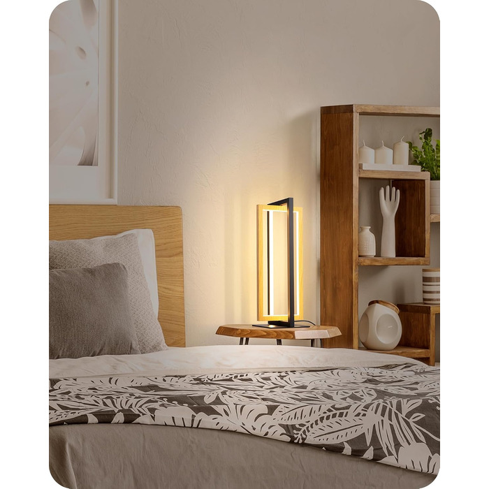 LED настільна лампа EDISHINE з дерева, торкання, димування, пам'ять, 3 кольори, 350 люмен, для вітальні, офісу, подарунок, сучасний стиль