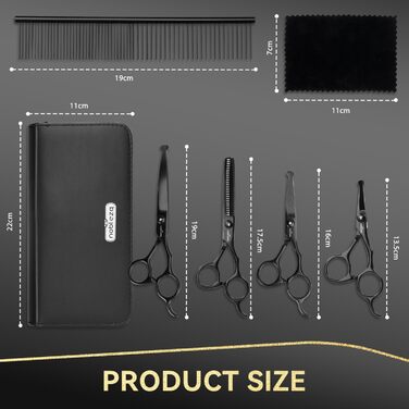 Набір професійних ножиць Nobleza для грумінгу собак та котів, 6 в 1, з нержавіючої сталі 4CR, з гребінцем для догляду за шерстю