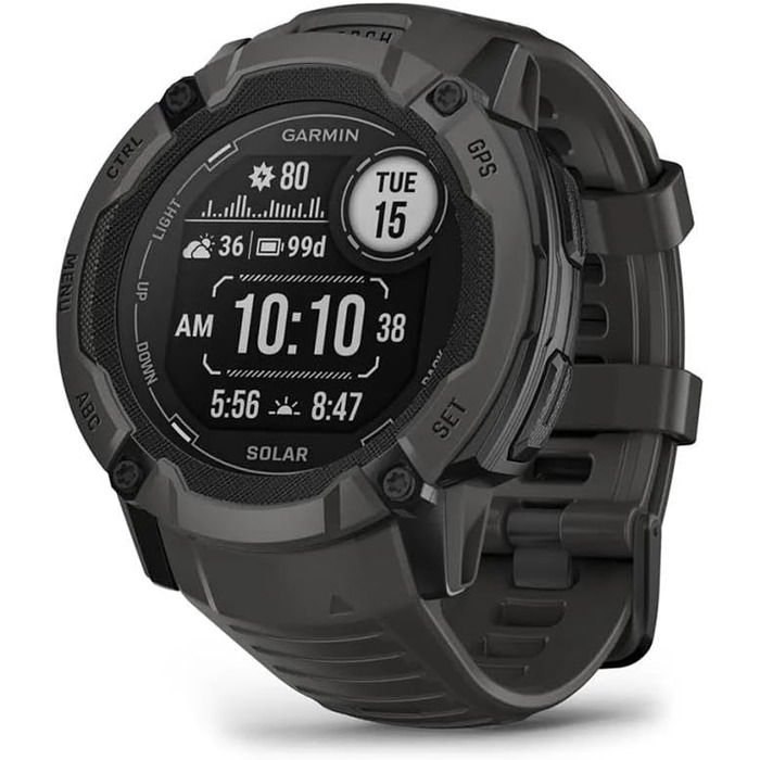 Garmin Instinct 2 – GPS-годинник з нескінченним часом роботи акумулятора (Solar, Шкіряно-сірий, 50 мм)