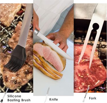 BBQ Grill Utensil Set 32PCS Stainless Steel Grill Accessories with Long Handles, Grill Tongs, Meat Claws, Grill Set Aluminum Grill Case for Camping Ideal Grill Utensil Gift for Men
