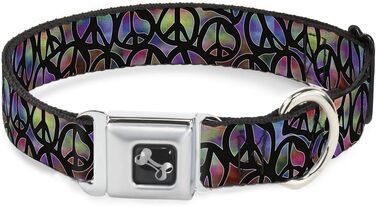 Нашийник для собак Buckle-Down Peace Psychedelic - 1' (2.5 см) ширина, обхват шиї 38-66 см, великий, багатокольоровий