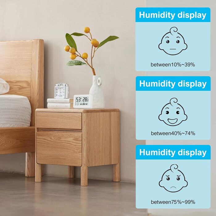 YIFMOO 6 Pack Mini Thermometer Hygrometer Indoor, Digital Thermometer Hygrometer with Smiley Display for Baby Rooms, Senior Rooms, Study Rooms, Wine Cellars, Living Rooms, etc., (white)