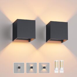 LED-стінні світильники Klighten 2 шт. з регульованим кутом нахилу, тепле світло 3000K, алюміній, для внутрішнього та зовнішнього використання, антрацит
