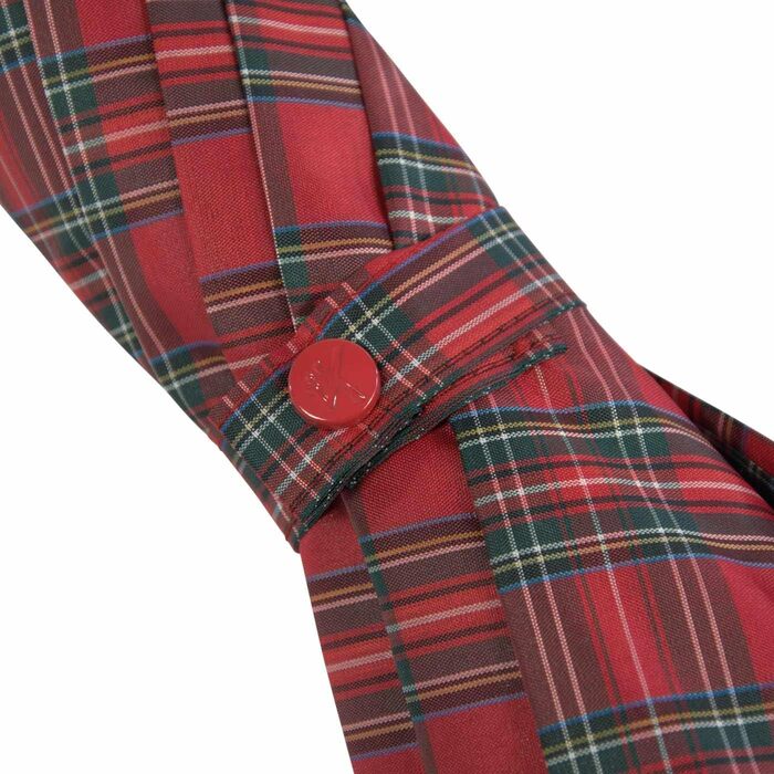 iX-brella Folding Umbrella with Adjustable Height and Wooden Handle - Red Checkered Small