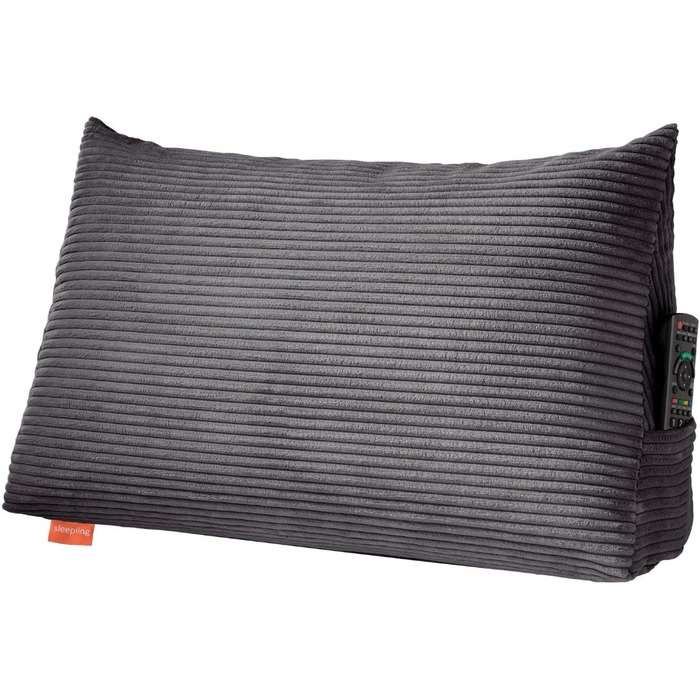 Підголовник для спини Sleepling з тканини Cord, трикутна подушка для ліжка та дивана, підтримка попереку, подушка для читання, пляжний килимок, знімний та пральний чохол, бічне кишеню, 70 x 40 x 20 см, темно-сірий