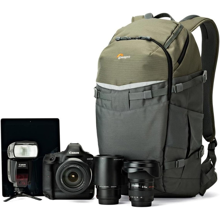Рюкзак Lowepro Flipside Trek 450 для фототехніки, DSLR та об'єктивів, з відділенням для ноутбука та аксесуарів, сірий, 17 x 26 x 31 см