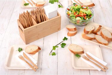 GRÄWE Bamboo Cutlery Holder with 3 Compartments