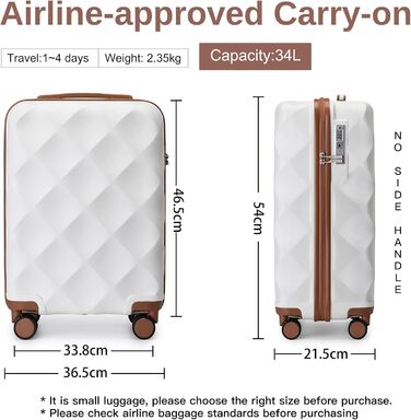 Чемодан British Traveller Hartschalenkoffer Groß, 74.5 x 49 x 30.5 см, з ABS + PC, TSA-замок, 4 колеса, для подорожей та бізнесу (Крем, M)