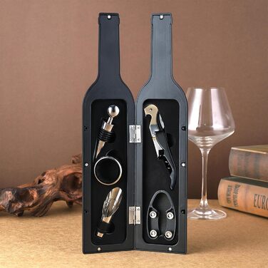 Набір викруток для вина з формою пляшки, 5 шт. Набір викруток для вина, аксесуари для вина, подарунковий набір, сомельє, відкривачі для пляшок (срібло)