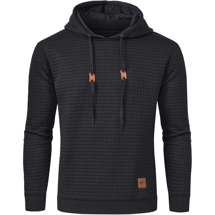 Чоловіча толстовка Tanozer з капюшоном, довгий рукав, в клітинку, чорний (XL)