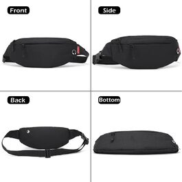 Чоловіча та жіноча поясна сумка-рюкзак, водонепроникна, для спорту та подорожей (чорна)