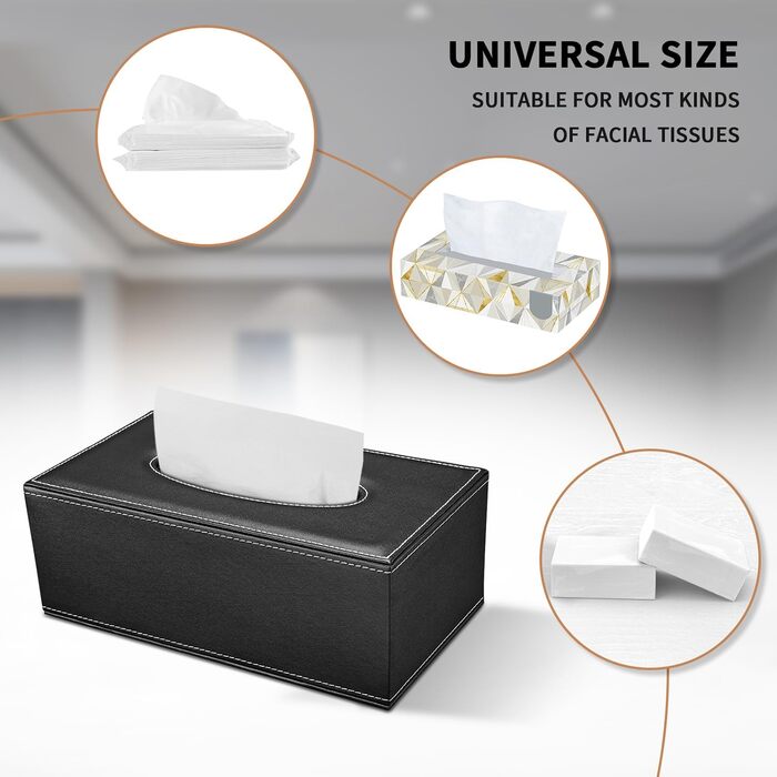 Склянка для серветок, органайзер для тканинних серветок, чорний, 25x13,5x9,5 см (з 4 підставками в подарунок)