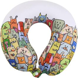 Подушка для подорожей I-TOTAL® з м'якою підтримкою шиї, мила подушка з принтом Stay Pawsitive