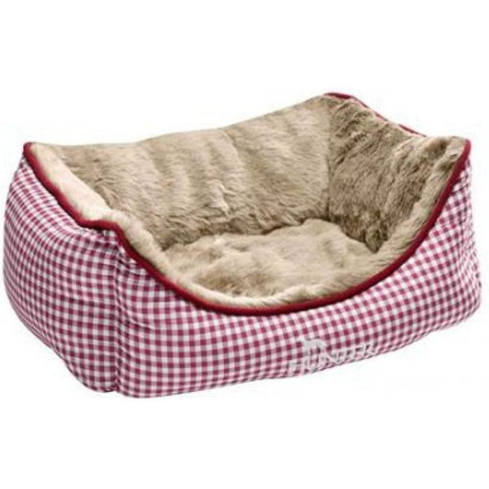 Софа для собак HUNTER ASTANA, червона, S, м'яке ліжко з візерунком, знімний чохол, для комфорту та безпеки