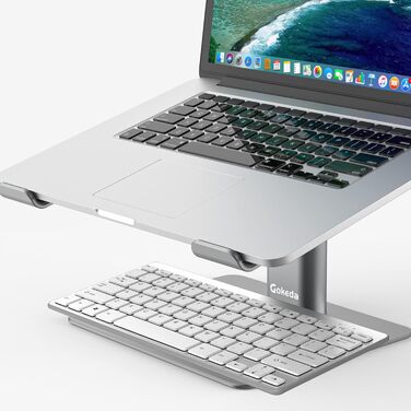 Підставка для ноутбука GOKEDA, регульована, ергономічна, з алюмінію, сумісна з MacBook, Dell, HP, Lenovo, Samsung (11-17 дюймів), сіра