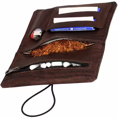 Durable Cork Corkscrew Pouch Sustainable & Vegan Cigarette Case/Tobacco Pouch with Replaceable Closure and Practical Extra Pockets - Water-Repellent and Robust