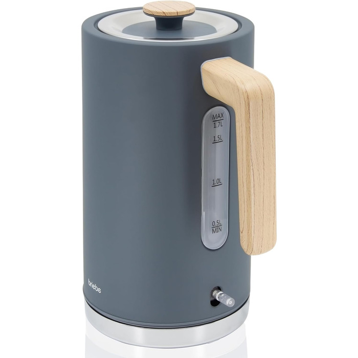 Тостер Briebe Nordic Set з водоваркою 1.7л, 2 відділення, 6 режимів підсмажування, сірий, BPA-free