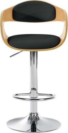 Kingston Adjustable Bar Stool with Faux Leather Seat - Natural/Black Finish