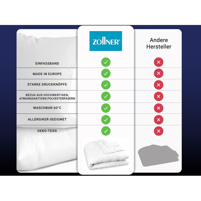 ZOLLNER 4-Season Duvet 240x220 cm - for Summer and Winter - made of 2 buttoned-together duvets - washable up to 60 °C - Hotel Quality - Oeko Tex Certified 240 x 220 cm White